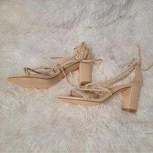 Allegra K Tan Strappy Heels